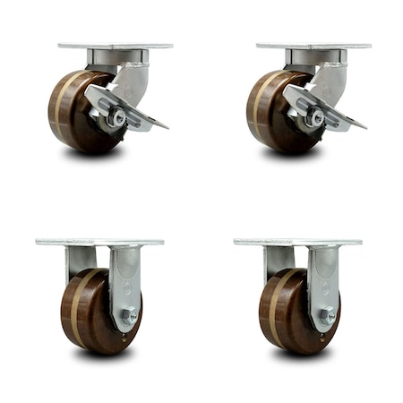 Service Caster 6 Inch Heavy Duty High Temp Phenolic Swivel Caster Brakes 2 Rigid SCC, 2PK SCC-KP92S630-PHRHT-SLB-2-R-2